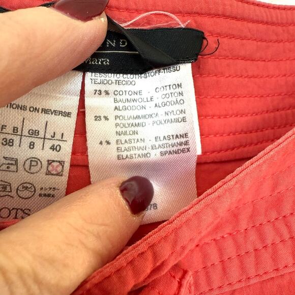 Weekend Max Mara Button Front A-Line Skirt Red Cotton Blend Italy US 6 - Picture 4 of 5